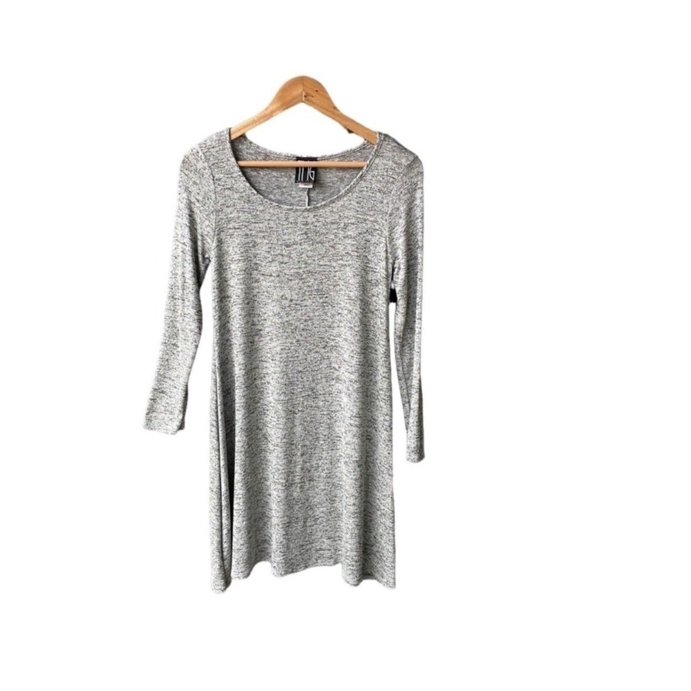 TMG New York Dress Tunic Top Heather Gray Marled Knit Long Sleeve Size Small